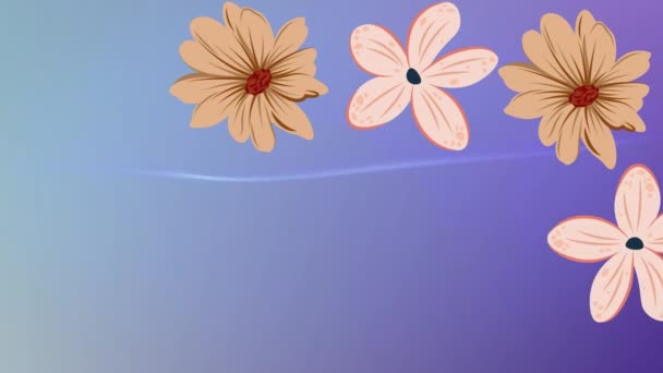 Анимация Цветов Движущихся Фиолетовом Фоне Концепция Еды Фруктов Вечеринки Развлечений — стоковое видео