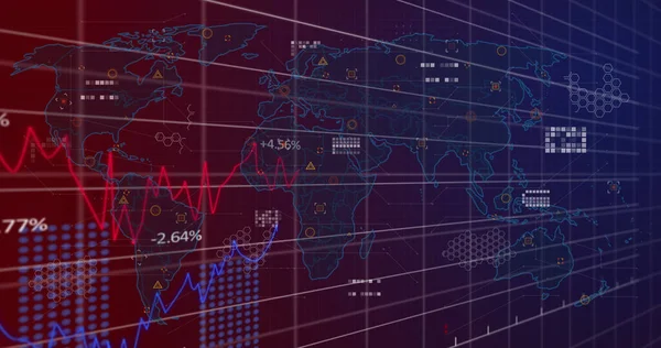 Image Graphs Financial Data Navy Background Global Finance Economy Technology — Fotografia de Stock