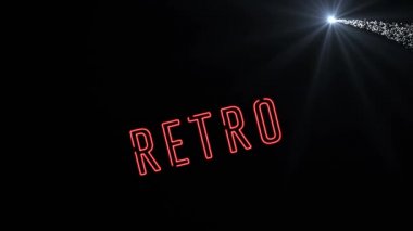 Işık izi üzerinde retro metin animasyonu. Sosyal medya ve dijital arayüz konsepti dijital olarak oluşturulmuş video.