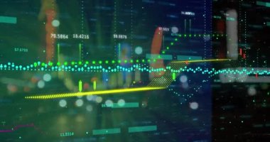 Şehir trafiğine karşı finansal veri işlemenin birleşik videosu. Küresel finans ve teknoloji kavramı