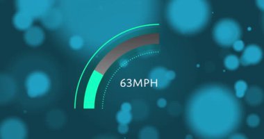 Animation of car panel over light spots on blue background. Global technology and digital interface concept digitally generated video.