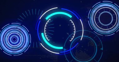 Siyah arkaplandaki dünya çapında taramaların animasyonu. Küresel teknoloji ve dijital arayüz konsepti dijital olarak oluşturulmuş video.