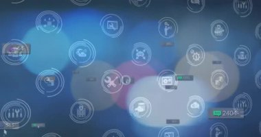 Beyaz balonların ve pembe arka planın animasyonu. Küresel teknoloji dijital arayüz ve bağlantı konsepti dijital olarak oluşturuldu.