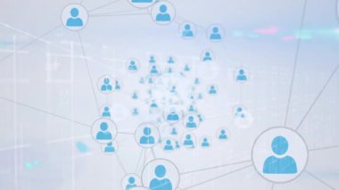 Beyaz arkaplandaki bağlantı ağının canlandırılması. küresel bağlantılar, bilgisayar ve dijital arayüz konsepti dijital olarak oluşturulmuş video.