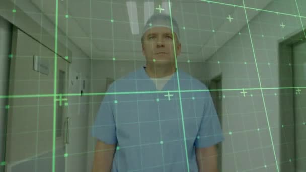 Animation Digital Screen Caucasian Male Doctor Walking Health Medicine Technology — Stok video
