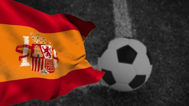 Animation Flag Spain Soccer Ball Sport Competition Celebration Concept Digitally — Stockvideo