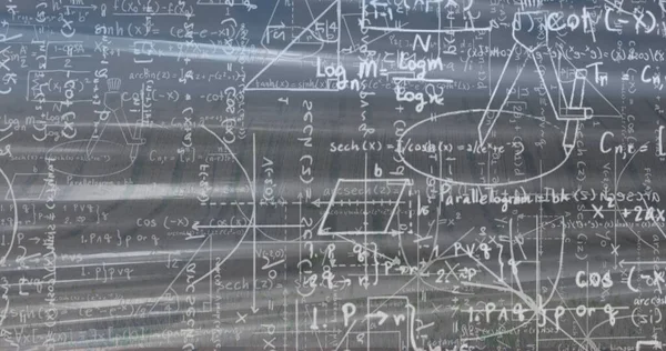 Imagen Fórmulas Matemáticas Sobre Fondo Gris Ciencia Global Conexiones Interfaz — Foto de Stock