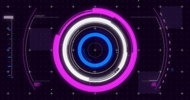 Siyah arkaplan üzerinde veri işleme resmi. küresel iş ve dijital arayüz kavramı dijital olarak oluşturulmuş görüntü.