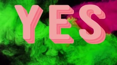 Renkli arkaplandaki evet mesajlarının animasyonu. Soyut arkaplan ve dijital arayüz kavramı dijital olarak oluşturulmuş video.