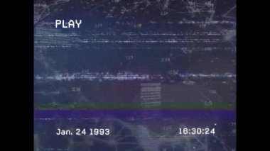 Donanma arka planında arıza ve veri işleme ile ekranın animasyonu. küresel bağlantılar, veri işleme ve dijital arayüz konsepti dijital olarak oluşturulmuş video.