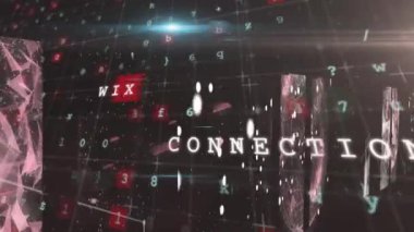 Siyah arkaplanda veri işleme üzerinden metinlerin canlandırılması. küresel teknoloji, dijital arayüz ve ağ konsepti dijital olarak oluşturulmuş video.