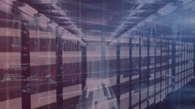 Sunucular üzerinde çeşitli finansal verilerin ve grafiklerin animasyonu. küresel finans, ekonomi, teknoloji ve dijital arayüz kavramı dijital olarak oluşturulmuş video.