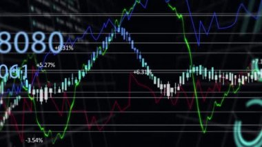 Siyah arkaplanda veri işleme animasyonu. küresel teknoloji, dijital arayüz ve ağ konsepti dijital olarak oluşturulmuş video.
