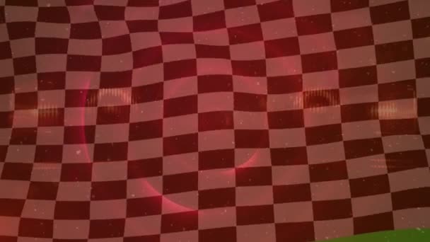Animazione Luci Lampeggianti Sventolando Bandiera Corsa Bianco Nero Sport Competizione — Video Stock