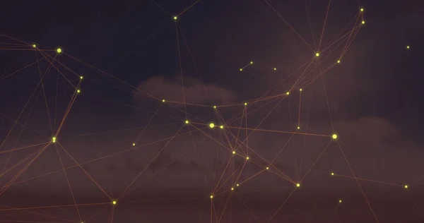 Image Network Connections Cityscape Sky Light Pattern Movement Concept Digitally — Stok Foto