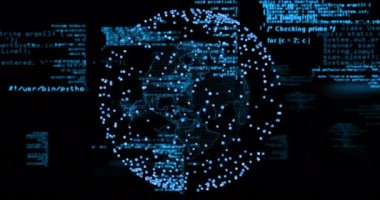 Dönen dünya üzerindeki bağlantılar ve veri işleme ağının animasyonu. Küresel bağlantılar, dijital dünya ve dijital arayüz konsepti dijital olarak oluşturulmuş video.