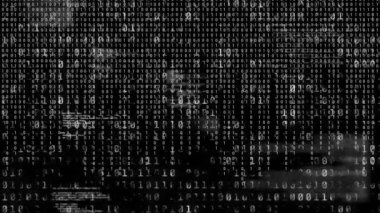 Siyah arkaplanda veri işleme animasyonu. Küresel iş, bilgisayar ve dijital arayüz kavramı dijital olarak oluşturulmuş video.