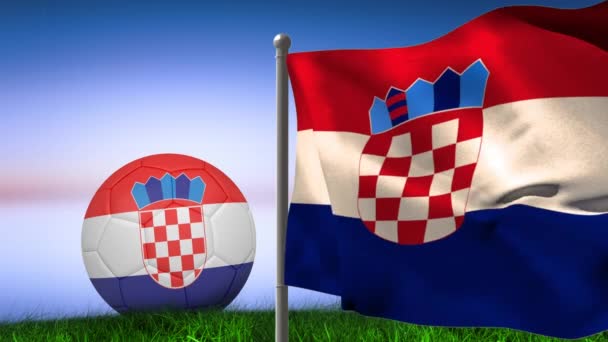 Animation Flag Croatia Football Stadium Global Sport Patriotism Digital Interface — Stock videók