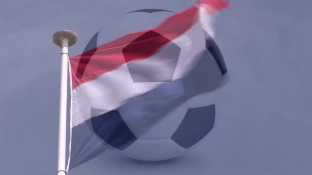 Animation Flag Netherlands Football Global Sport Patriotism Digital Interface Concept — Video Stock