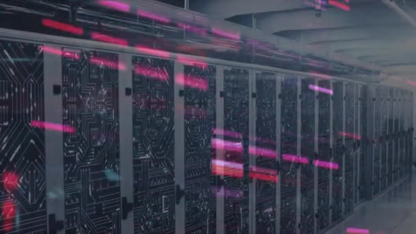 Анимация Обработки Данных Освещения Серверов Сеть Компьютеры Обработка Данных Технологическая — стоковое видео