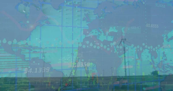 Imagen Del Procesamiento Datos Sobre Turbinas Eólicas Concepto Negocio Global —  Fotos de Stock