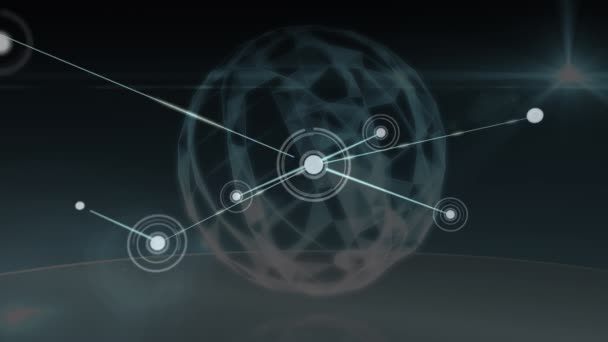 Animation Globe Connections Black Space Global Network Connections Technology Concept — Vídeo de Stock