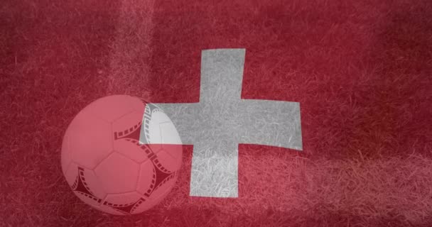 Animation Waving Switzerland Flag Football Ball World Cup Soccer Concept — Wideo stockowe