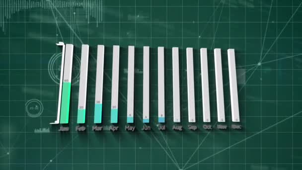 Animation Financial Graphs Data Connections Green Digital Space Business Finance — Stockvideo