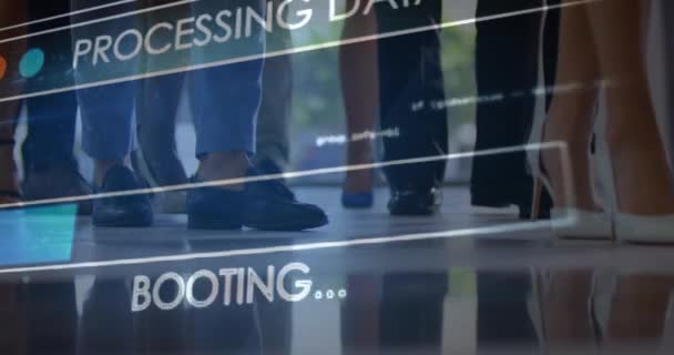 Animation Data Processing Legs Diverse People Walking Network Communication Business — Vídeo de stock