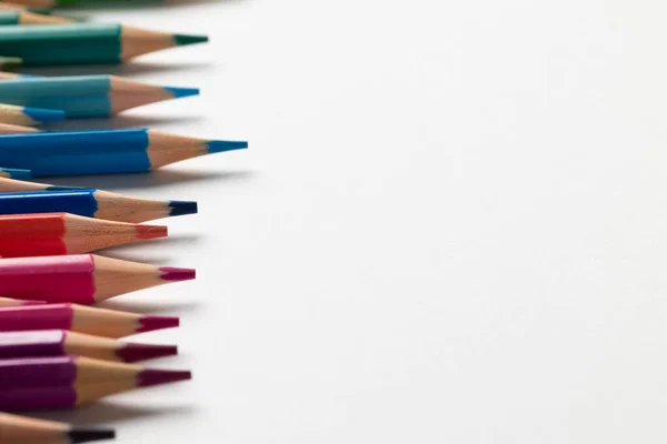 Composition Colorful Crayons White Surface Copy Space School Equipment Drawing — Fotografia de Stock