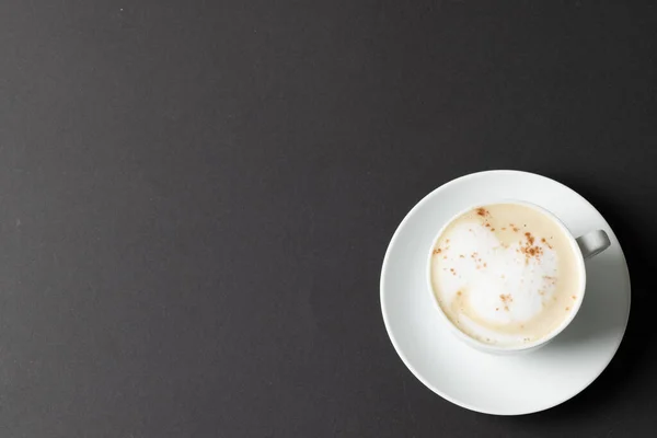 Image White Cup Coffee Milk Black Background Coffee Refreshment Beverages — Zdjęcie stockowe