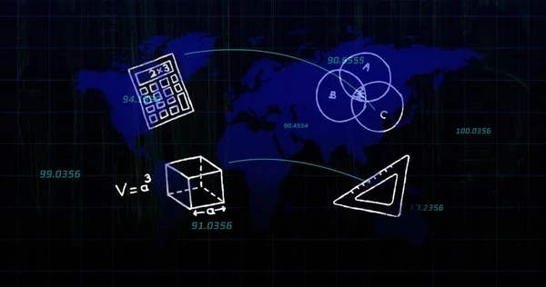 Image Network Connections Icons Data Processing Background Global Connections Computing — Stockfoto