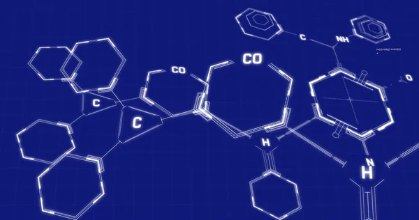 Bild Der Datenverarbeitung Auf Blauem Hintergrund Globale Wissenschaft Und Digitales — Stockfoto