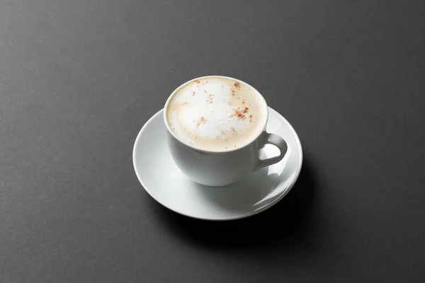 Image White Cup Coffee Milk Black Background Coffee Refreshment Beverages — 图库照片