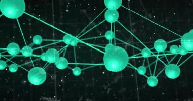 Siyah arkaplan üzerindeki bağlantı ağının animasyonu. küresel bağlantılar, veri işleme ve dijital arayüz konsepti dijital olarak oluşturulmuş video.