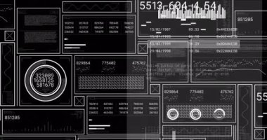 Siyah arkaplan üzerinde dijital veri işleme animasyonu. Dijital olarak oluşturulmuş küresel bağlantılar, teknoloji ve dijital arayüz kavramı.