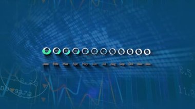 Finansal veri işleme ve istatistiklerin animasyonu. Küresel iş, finans, istatistik ve veri işleme kavramı dijital olarak oluşturulmuş video.