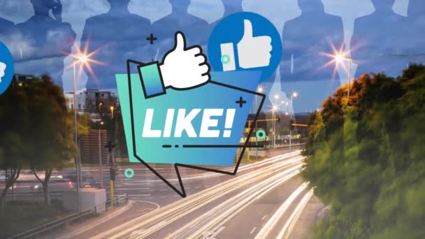 Animation Social Media Icon Road Traffic Social Media Communication Network — Wideo stockowe