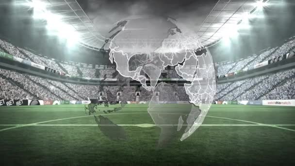 Animation Globe Stadium Global Sport Patriotism Digital Interface Concept Digitally — Stockvideo