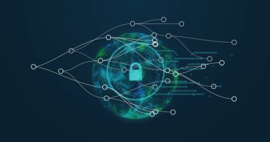 Parlak arkaplan üzerinde insan simgeleriyle bağlantı ağının görüntüsü. Dijital olarak oluşturulmuş küresel bağlantılar ve ağlar konsepti.