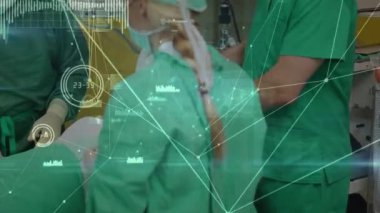 Çeşitli erkek ve kadın doktorlar arasındaki bağlantı ağının animasyonu. Küresel tıp bağlantıları ve teknoloji konsepti dijital olarak oluşturulmuş video.
