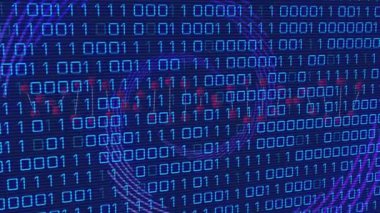 Donanma arka planında ikili kod ve DNA animasyonu. Bilim, biyoloji ve teknoloji konsepti dijital olarak üretilen video.