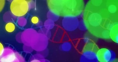 Donanma dijital uzayında DNA ile beliren noktaların animasyonu. Parti ve kutlama konsepti dijital olarak oluşturuldu.