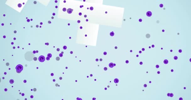 Animation Violet Cells Light Blue Background Crosses Human Biology Organism — Vídeo de stock
