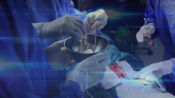 Animation Digital Interface Surgeons Operating Theatre Global Medicine Technology Data — 图库视频影像