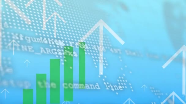 Animáció Pénzügyi Grafikonok Nyilak Kék Háttér Globális Pénzügyi Gazdasági Technológiai — Stock videók