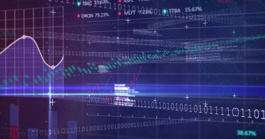 Donanma geçmişindeki grafiklerin ve finansal verilerin resmi. Küresel finans, ekonomi ve teknoloji kavramı dijital olarak üretilen görüntü.