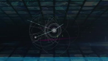 Donanma dijital uzayındaki bağlantıların ve grafiklerin animasyonu. Ağ, bağlantılar, veri işleme ve teknoloji konsepti dijital olarak oluşturulmuş video.