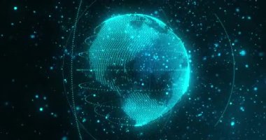 Animation of network of connections over spinning globe. Global connections, digital world and digital interface concept digitally generated video.
