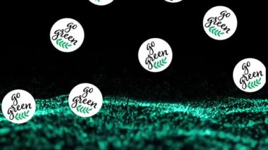 Siyah arkaplandaki parıltının üzerinde yeşile dönme animasyonu. Çevre yaşam tarzı ve farkındalık kavramı dijital olarak oluşturulmuş video.